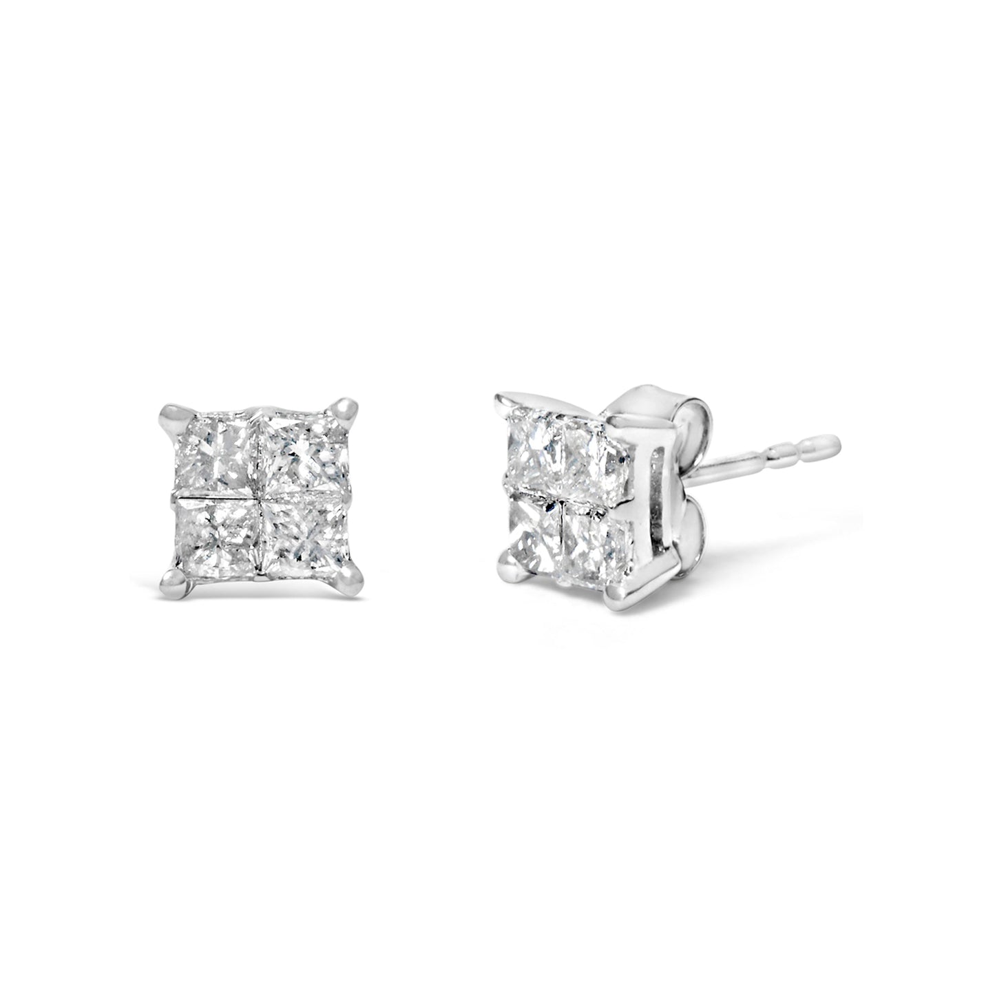 10K White Gold Diamond Stud Earrings (3/4 cttw, H-I Color, SI2-I1 Clarity) Bids.com