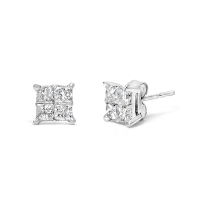 10K White Gold Diamond Stud Earrings (3/4 cttw, H-I Color, SI2-I1 Clarity) Bids.com