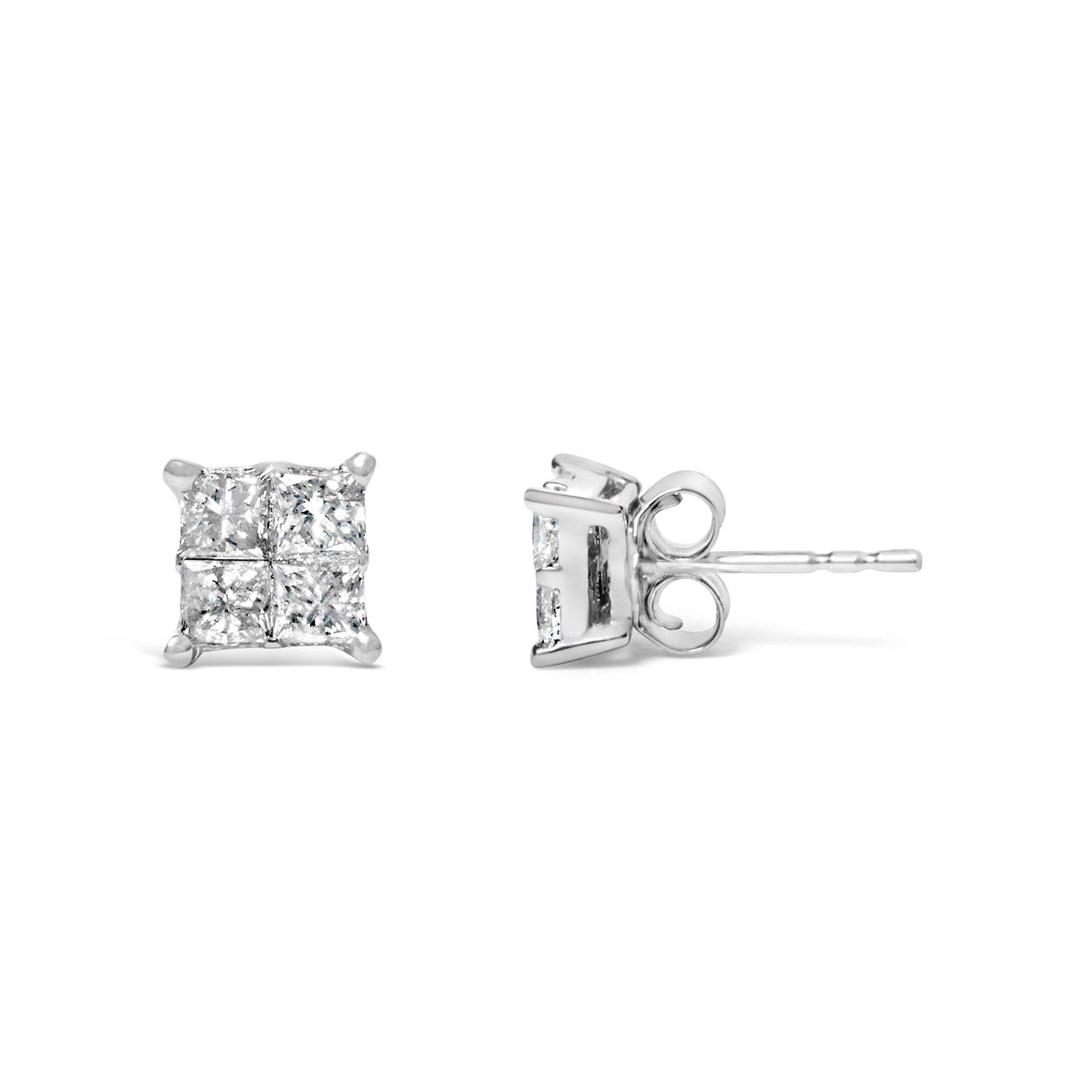 10K White Gold Diamond Stud Earrings (3/4 cttw, H-I Color, SI2-I1 Clarity) Bids.com