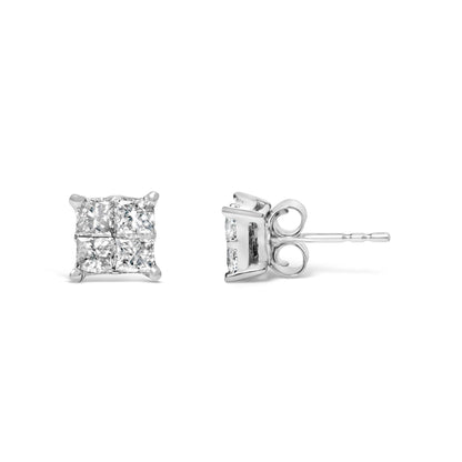 10K White Gold Diamond Stud Earrings (3/4 cttw, H-I Color, SI2-I1 Clarity) Bids.com