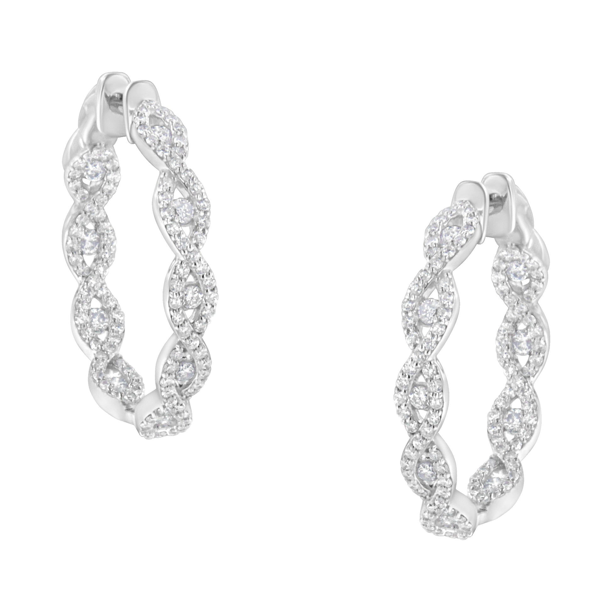 10K White Gold Diamond Hoop Earrings (1 1/2 cttw, H-I Color, I1-I2 Clarity) Bids.com
