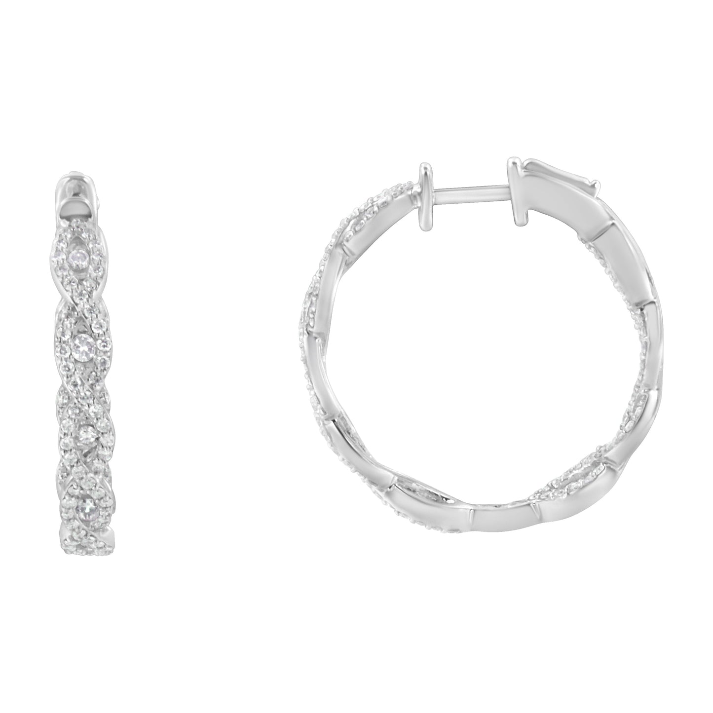10K White Gold Diamond Hoop Earrings (1 1/2 cttw, H-I Color, I1-I2 Clarity) Bids.com