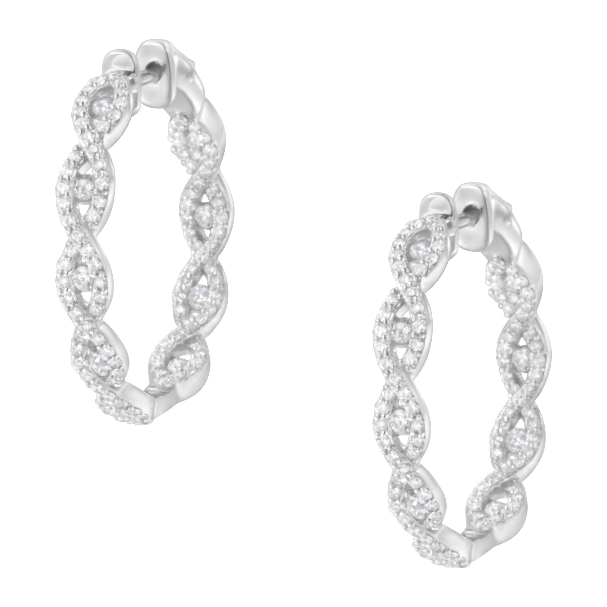10K White Gold Diamond Hoop Earrings (1 1/2 cttw, H-I Color, I1-I2 Clarity) Bids.com