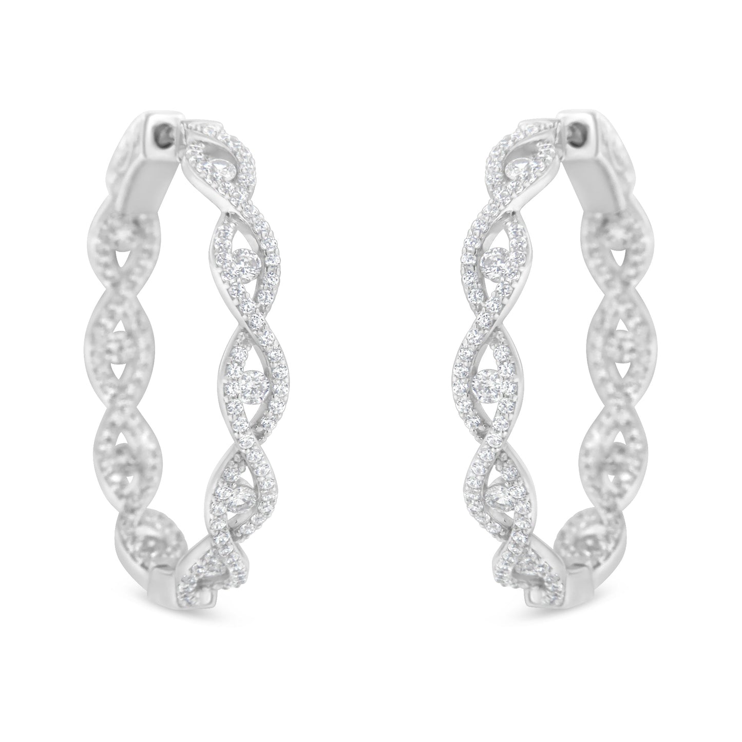 10K White Gold Diamond Hoop Earrings (1 1/2 cttw, H-I Color, I1-I2 Clarity) Bids.com