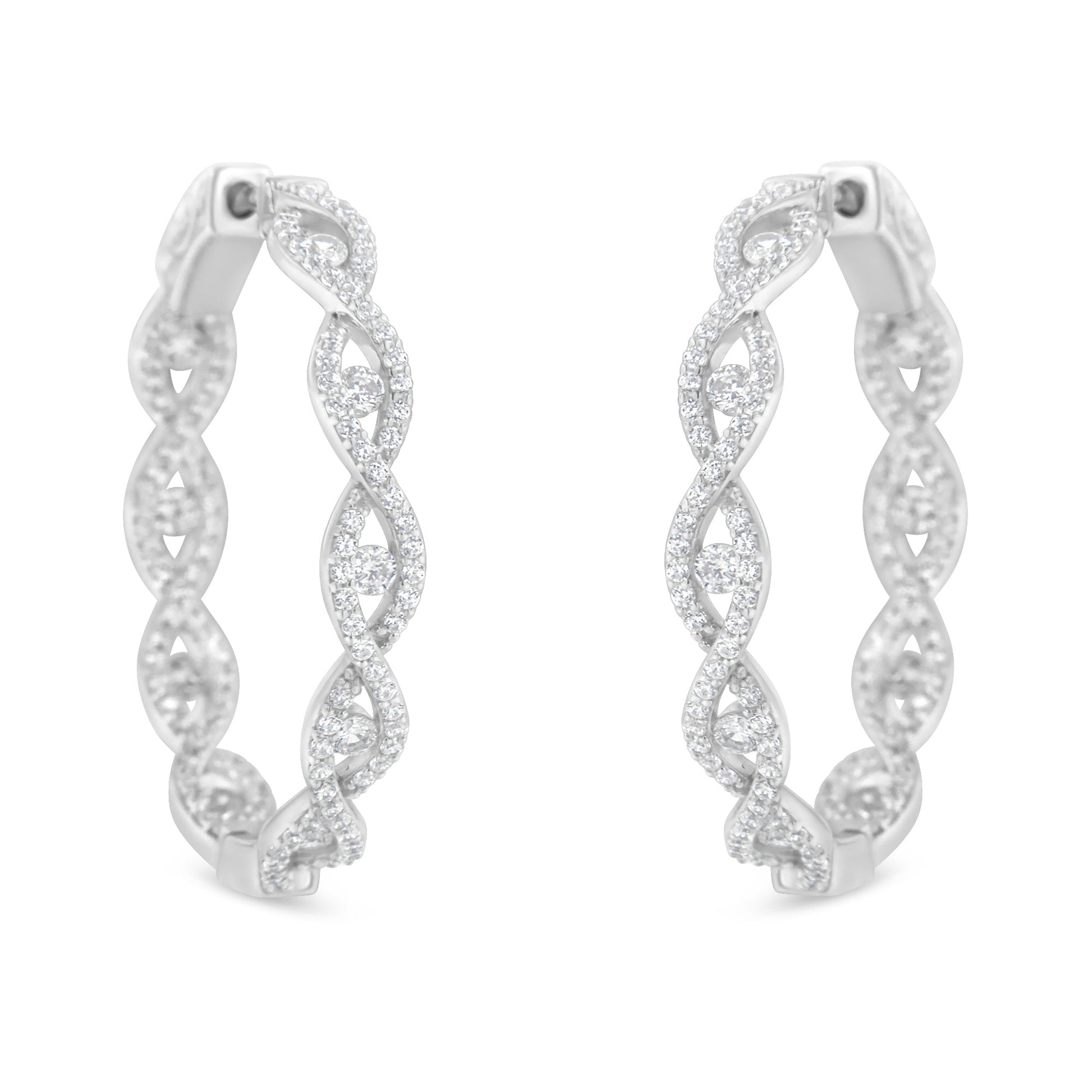 10K White Gold Diamond Hoop Earrings (1 1/2 cttw, H-I Color, I1-I2 Clarity) Bids.com