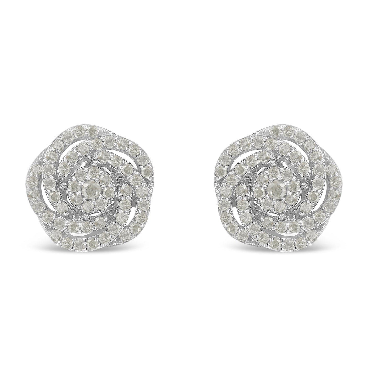 10k White Gold Rose-Cut Diamond Floral Cluster Earrings (1 cttw, I-J Color, I2-I3 Clarity) Bids.com