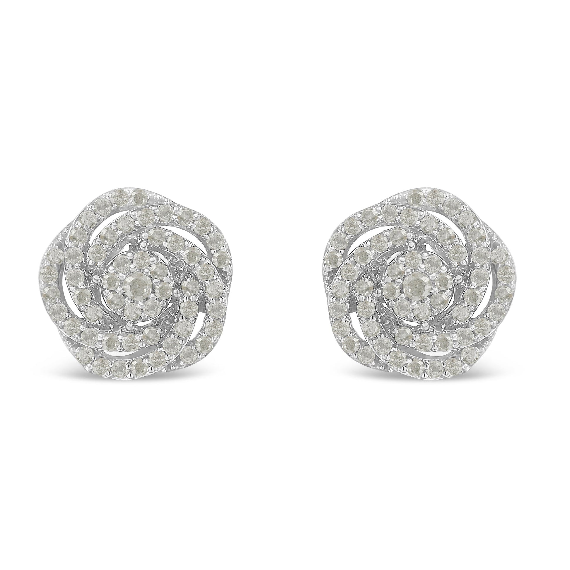 10k White Gold Rose-Cut Diamond Floral Cluster Earrings (1 cttw, I-J Color, I2-I3 Clarity) Bids.com