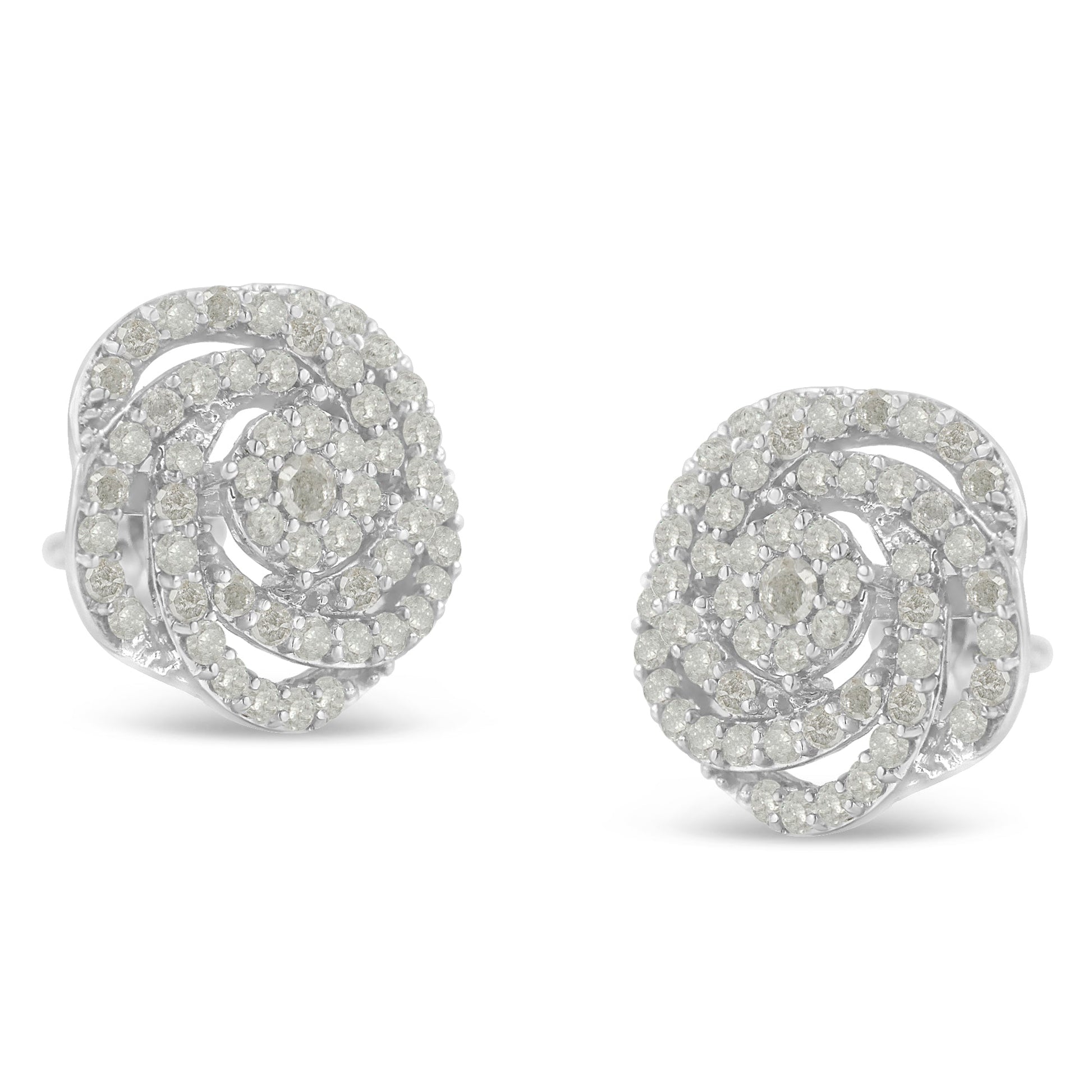 10k White Gold Rose-Cut Diamond Floral Cluster Earrings (1 cttw, I-J Color, I2-I3 Clarity) Bids.com