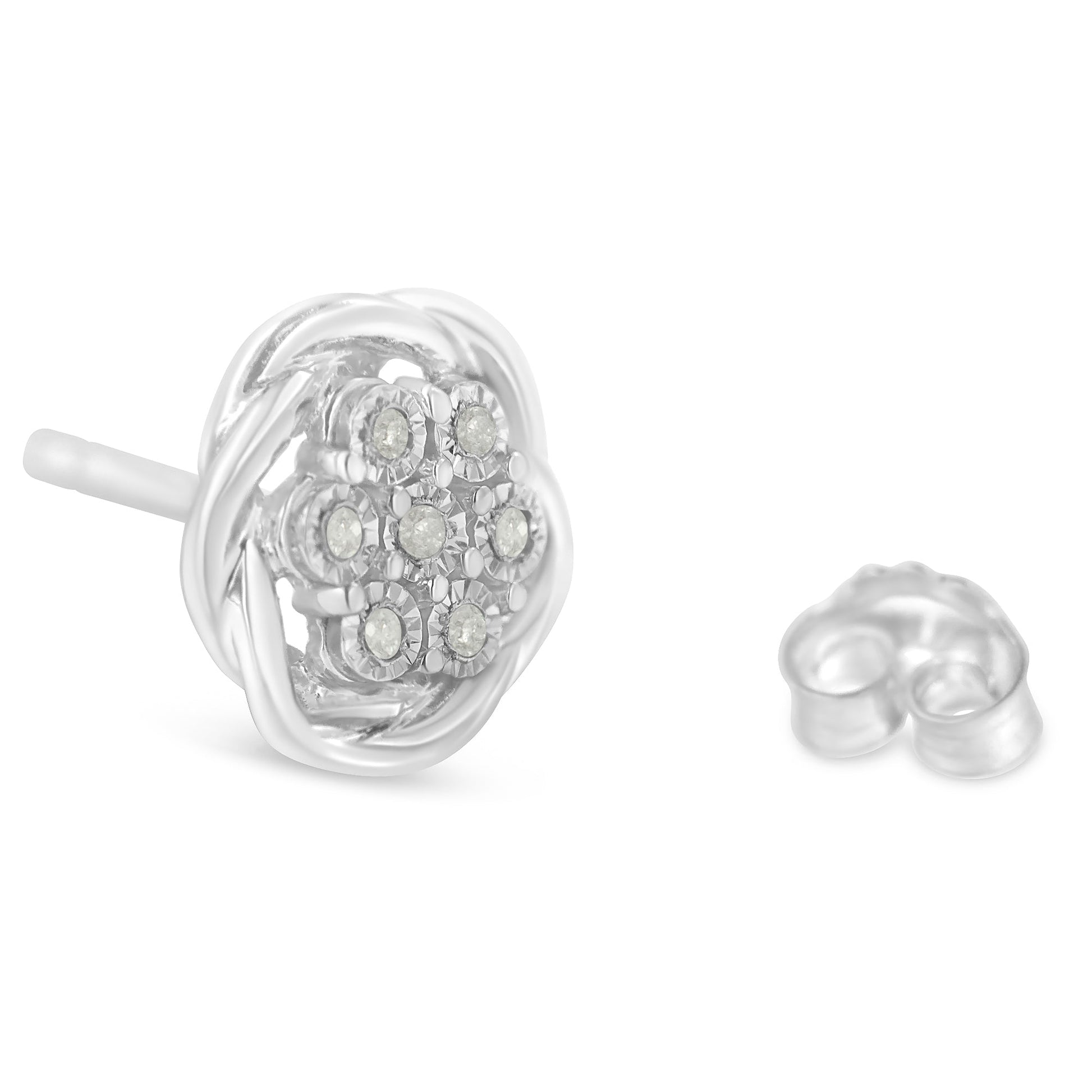Sterling Silver Diamond Swirl Cluster Stud Earrings (1/6 cttw, I-J Color, I2-I3 Clarity) Bids.com