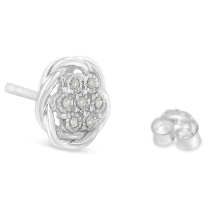Sterling Silver Diamond Swirl Cluster Stud Earrings (1/6 cttw, I-J Color, I2-I3 Clarity) Bids.com