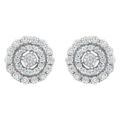 10KT White Gold 1/2 cttw Double Halo Brilliant Round-Cut Diamond Stud Earrings (I-J Clarity, I2-I3 Color) Bids.com