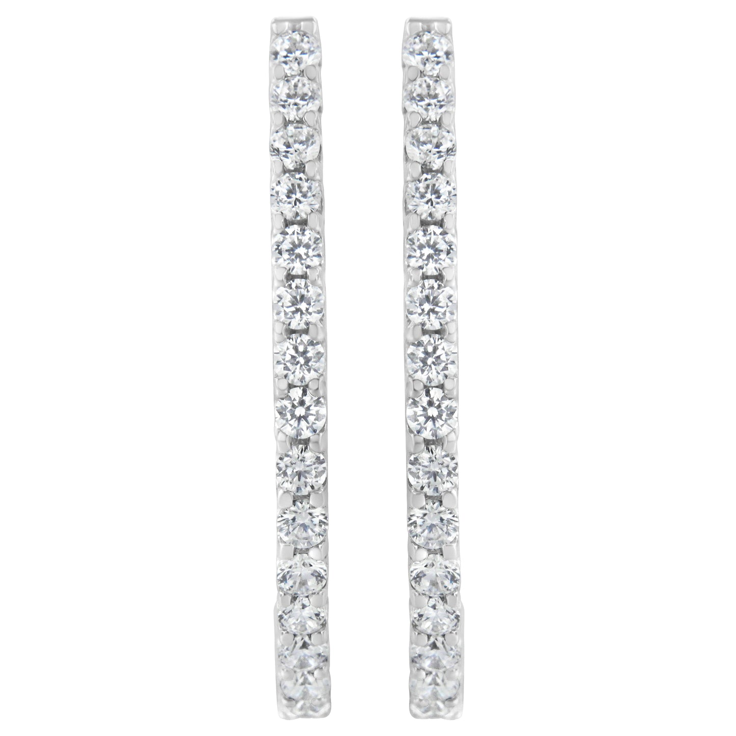 14K White Gold 2.0 Cttw Round Brilliant Cut Diamond Oblong Hinged Leverback Hoop Earrings (I-J Color, I1-I2 Clarity) Bids.com