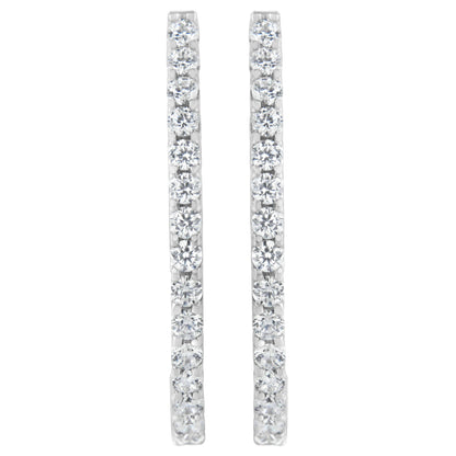 14K White Gold 2.0 Cttw Round Brilliant Cut Diamond Oblong Hinged Leverback Hoop Earrings (I-J Color, I1-I2 Clarity) Bids.com