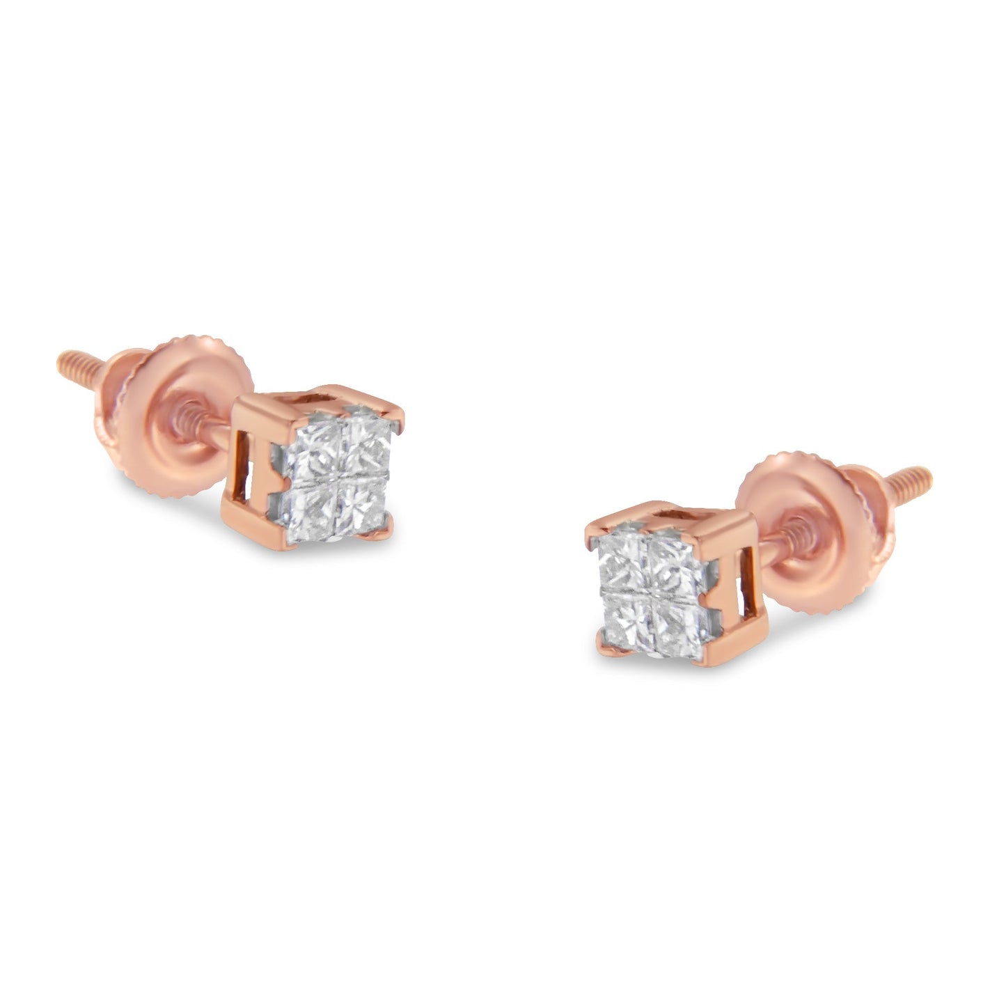 10KT Yellow Gold Princess Diamond Stud Earring (1/4 cttw, J-K Color, I1-I2 Clarity) Bids.com