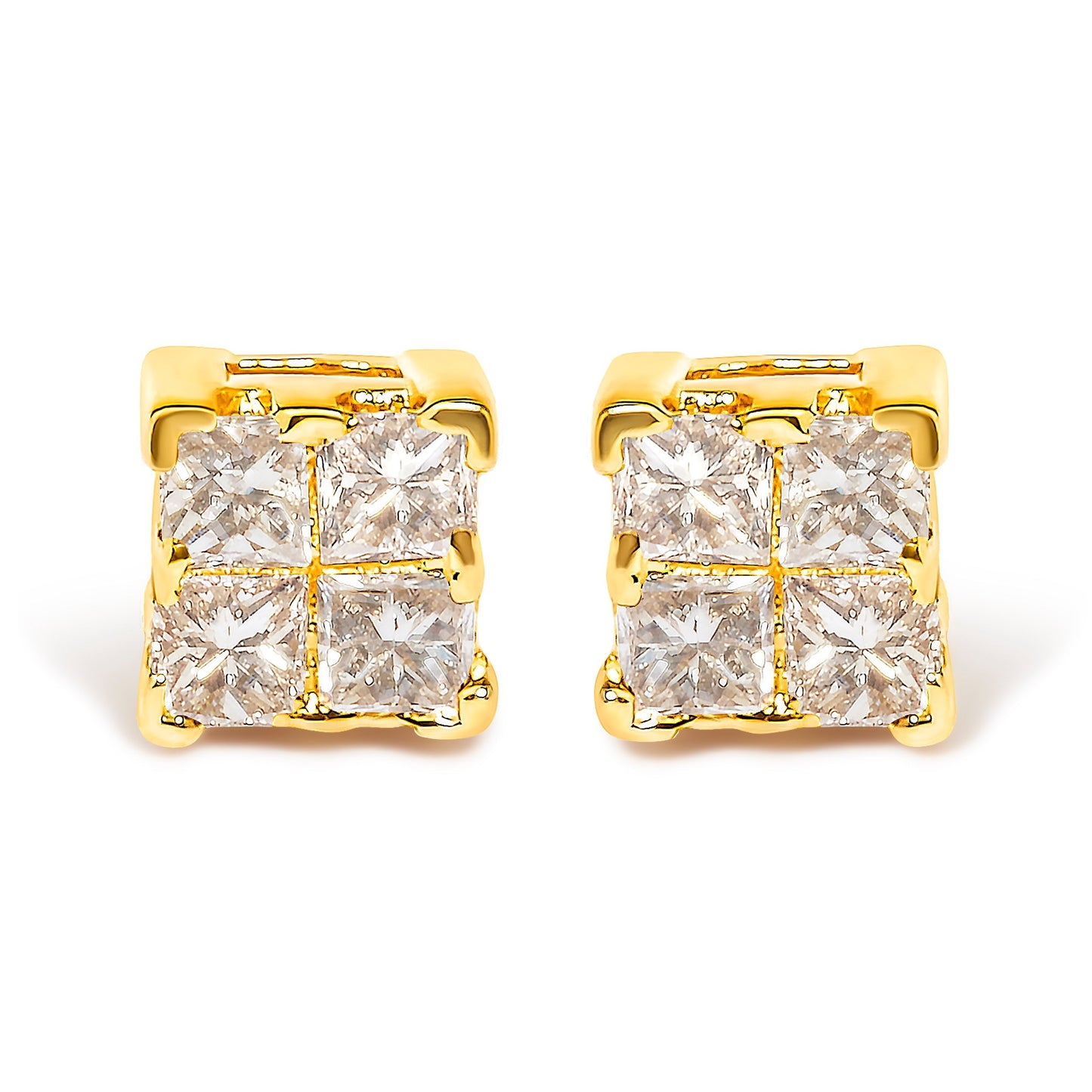 10KT Yellow Gold Princess Diamond Stud Earring (1/4 cttw, J-K Color, I1-I2 Clarity) Bids.com