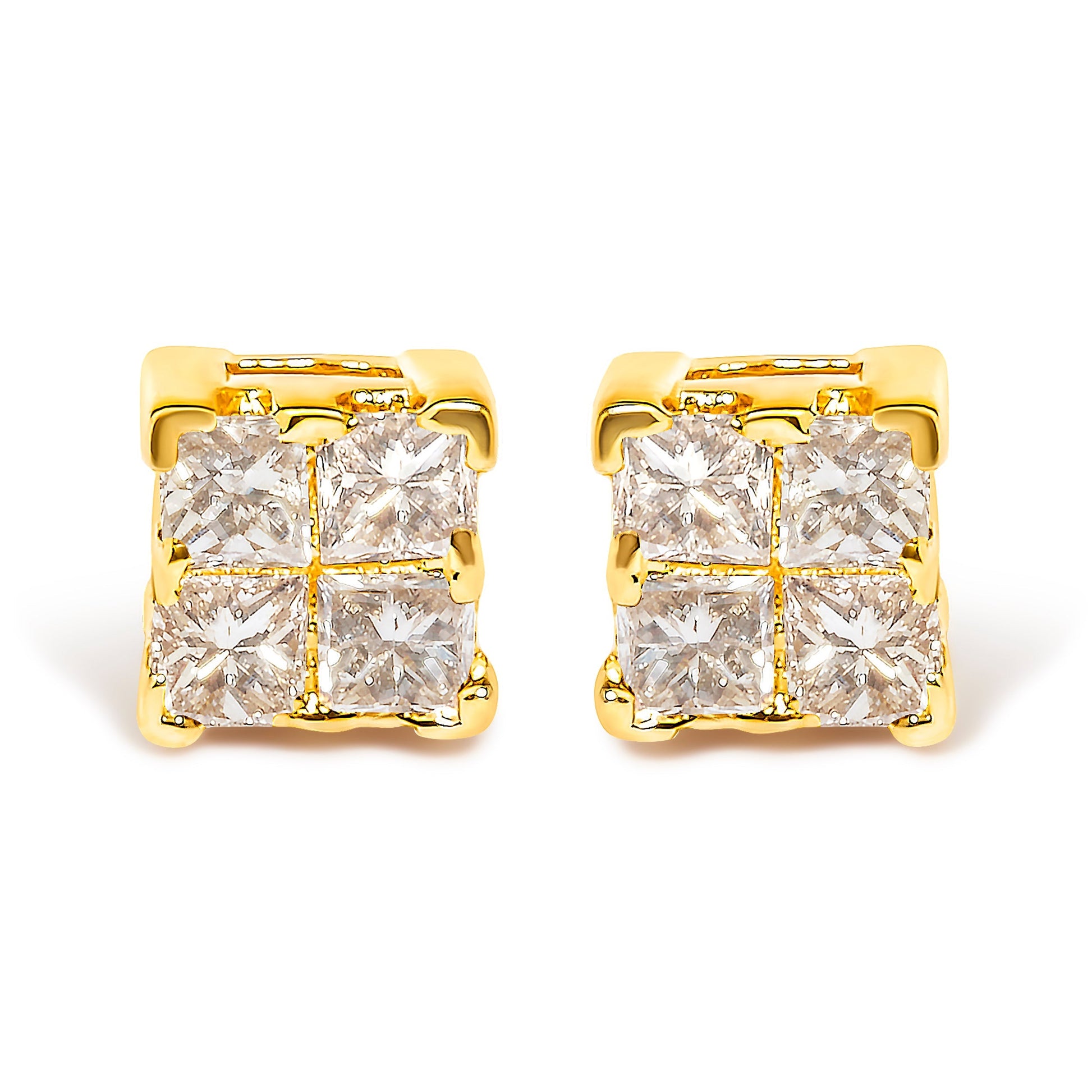 10KT Yellow Gold Princess Diamond Stud Earring (1/4 cttw, J-K Color, I1-I2 Clarity) Bids.com