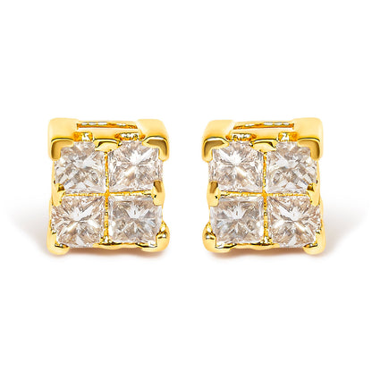 10KT Yellow Gold Princess Diamond Stud Earring (1/4 cttw, J-K Color, I1-I2 Clarity) Bids.com