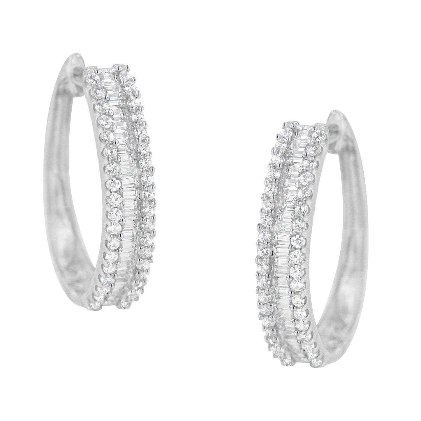 10K White Gold Diamond Hoop Earrings (3/4 cttw, I-J Color, I2-I3 Clarity) Bids.com