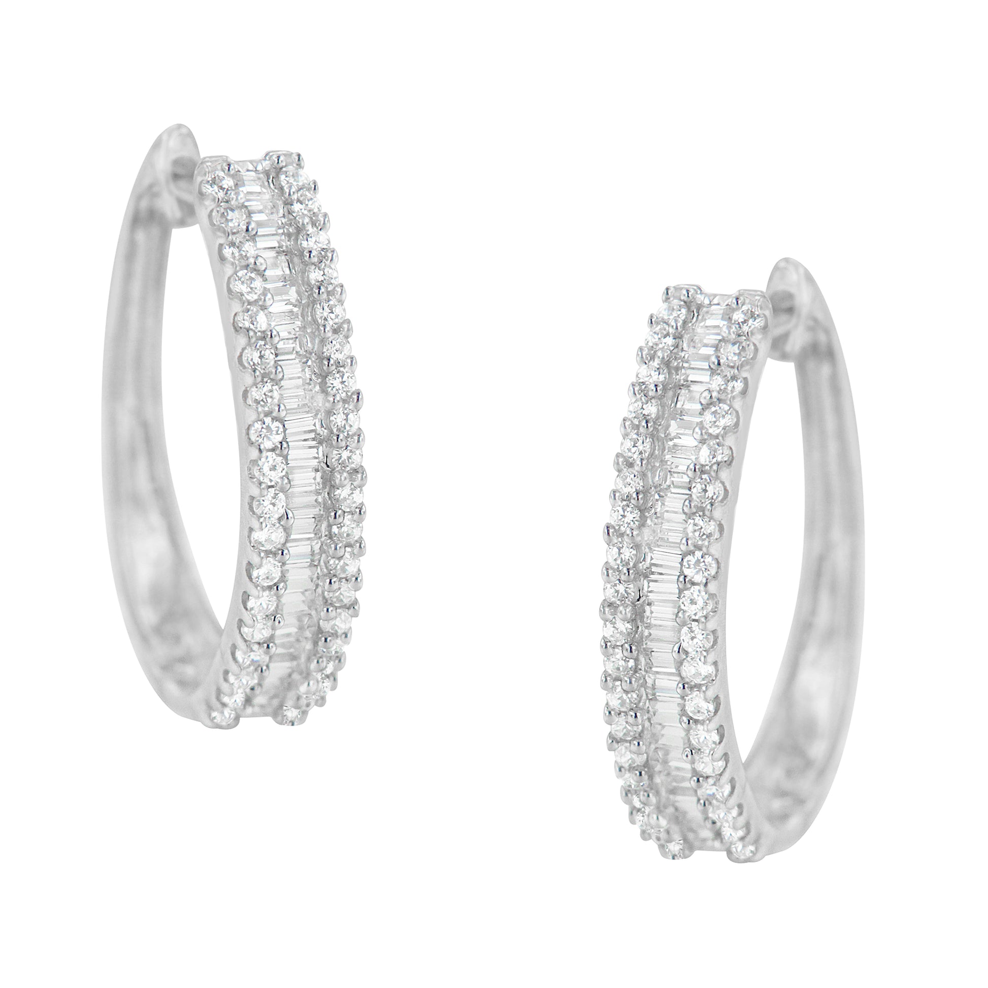 10K White Gold Diamond Hoop Earrings (3/4 cttw, I-J Color, I2-I3 Clarity) Bids.com