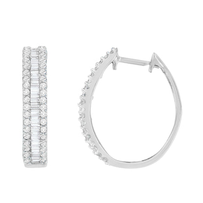 10K White Gold Diamond Hoop Earrings (3/4 cttw, I-J Color, I2-I3 Clarity) Bids.com