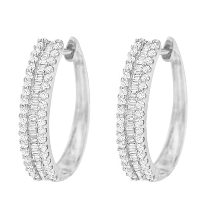 10K White Gold Diamond Hoop Earrings (3/4 cttw, I-J Color, I2-I3 Clarity) Bids.com