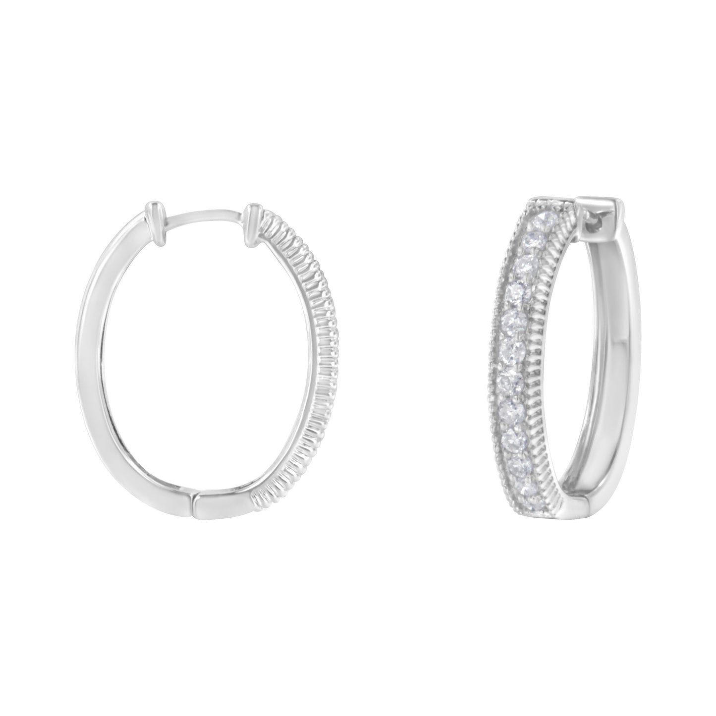 10KT White Gold Diamond Hoop Earring (1.00 cttw, H-I Color, I1-I2 Clarity) Bids.com