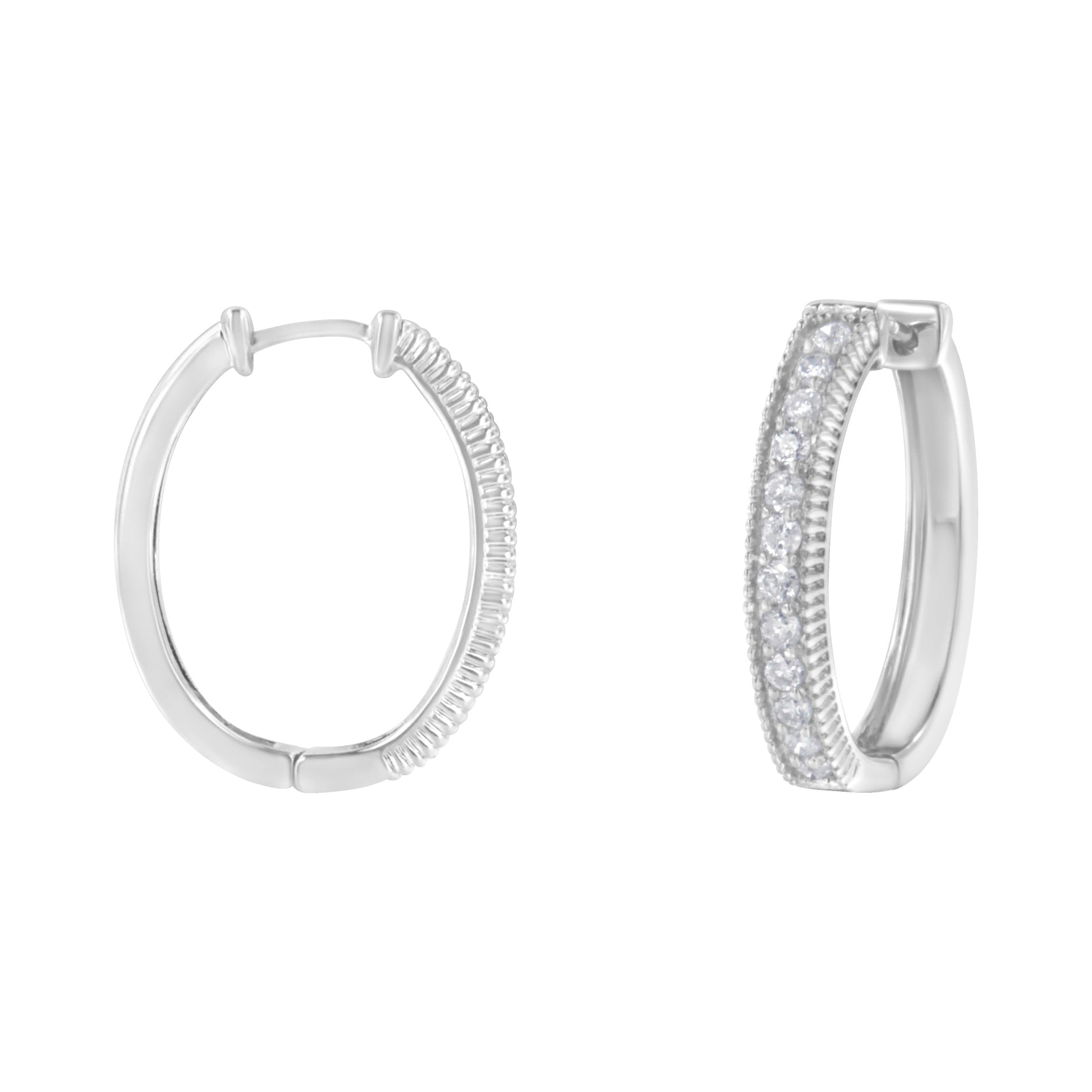 10KT White Gold Diamond Hoop Earring (1.00 cttw, H-I Color, I1-I2 Clarity) Bids.com