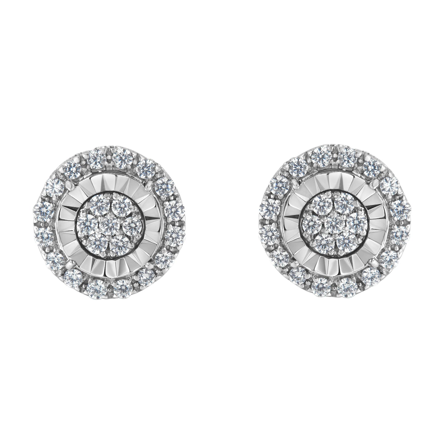 Sterling Silver Diamond Cluster Earrings (1 cttw, I-J Color, I2-I3 Clarity) Bids.com
