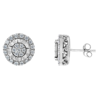 Sterling Silver Diamond Cluster Earrings (1 cttw, I-J Color, I2-I3 Clarity) Bids.com