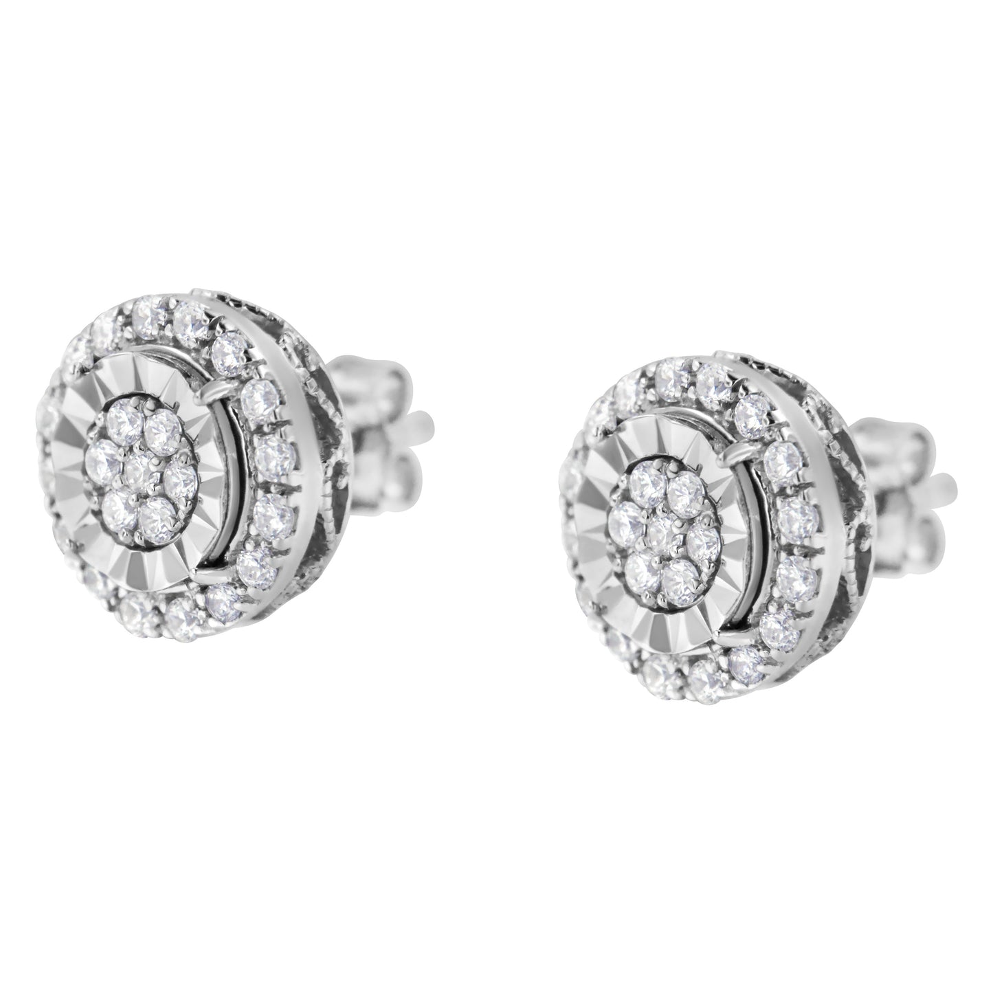 Sterling Silver Diamond Cluster Earrings (1 cttw, I-J Color, I2-I3 Clarity) Bids.com