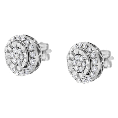 Sterling Silver Diamond Cluster Earrings (1 cttw, I-J Color, I2-I3 Clarity) Bids.com