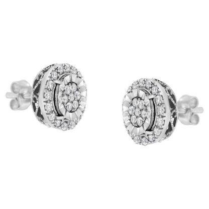 Sterling Silver Diamond Cluster Earrings (1 cttw, I-J Color, I2-I3 Clarity) Bids.com