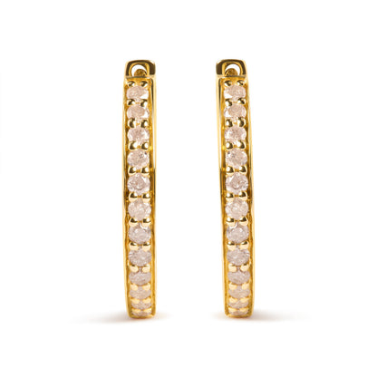 10K Yellow Gold 1/2 Cttw Round-Cut Diamond Hoop Earrings (I-J Color, I2-I3 Clarity) Bids.com