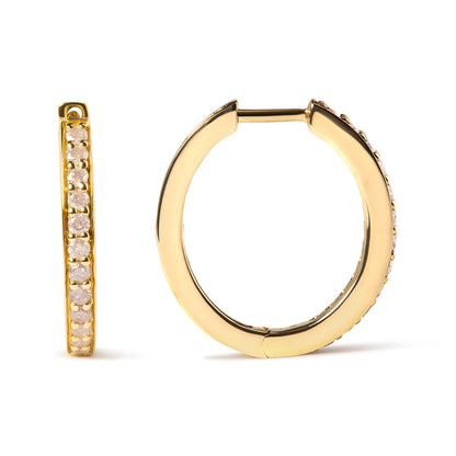 10K Yellow Gold 1/2 Cttw Round-Cut Diamond Hoop Earrings (I-J Color, I2-I3 Clarity) Bids.com