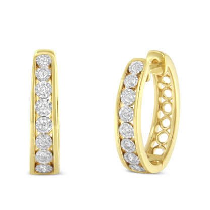 10KT Yellow and White Gold Diamond Hoop Earring (1/2 cttw, J-K Color, I2-I3 Clarity) Bids.com