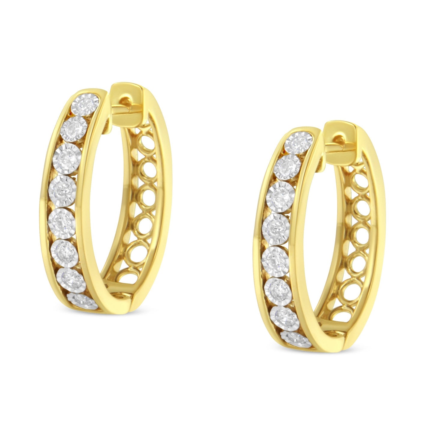10KT Yellow and White Gold Diamond Hoop Earring (1/2 cttw, J-K Color, I2-I3 Clarity) Bids.com