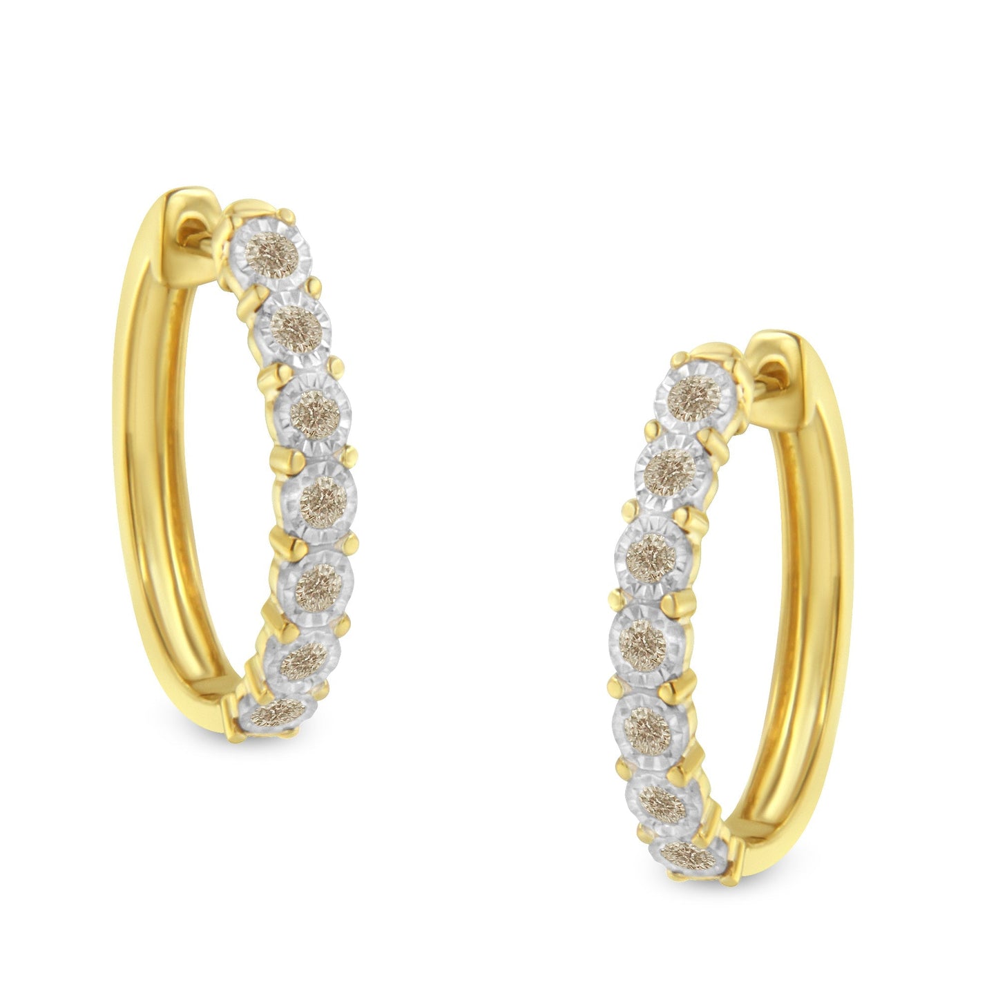 10KT Two-Toned Gold Diamond Hoop Earring (1/2 cttw, J-K Color, I2-I3 Clarity) Bids.com