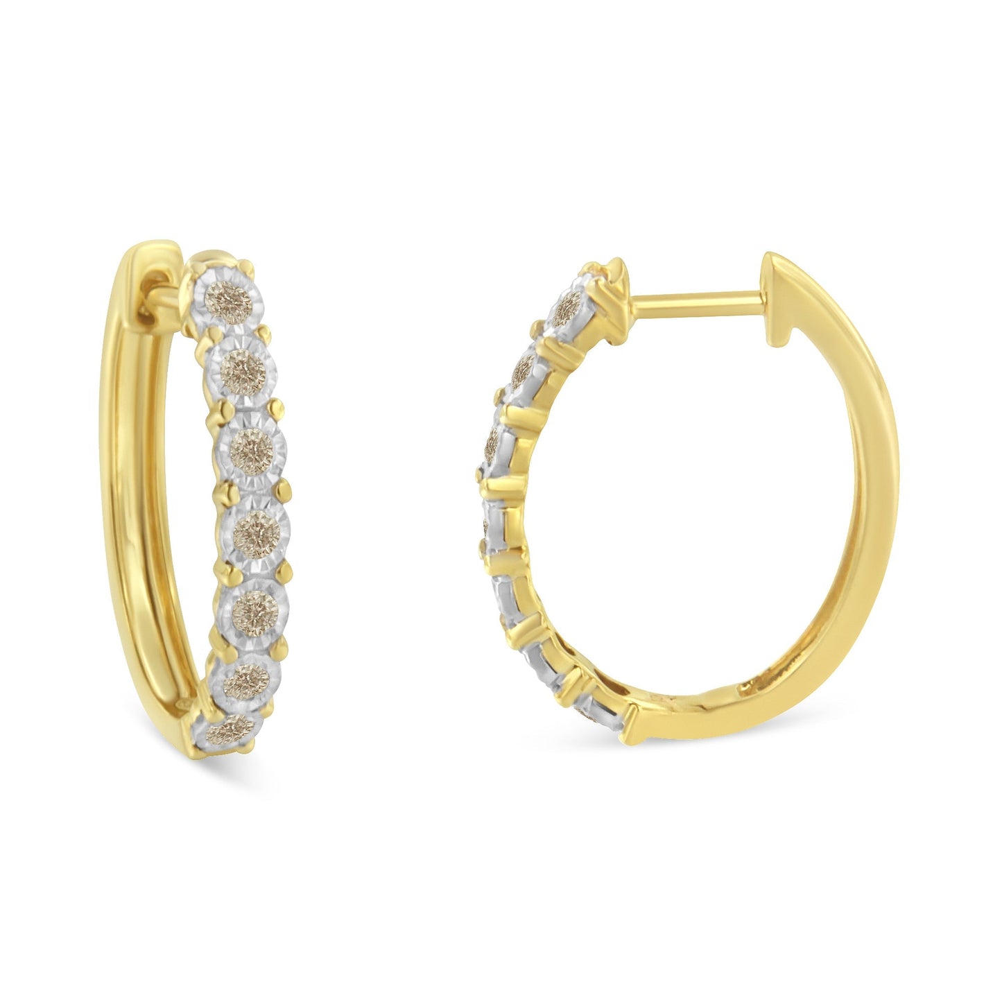 10KT Two-Toned Gold Diamond Hoop Earring (1/2 cttw, J-K Color, I2-I3 Clarity) Bids.com