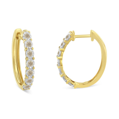 10KT Two-Toned Gold Diamond Hoop Earring (1/2 cttw, J-K Color, I2-I3 Clarity) Bids.com