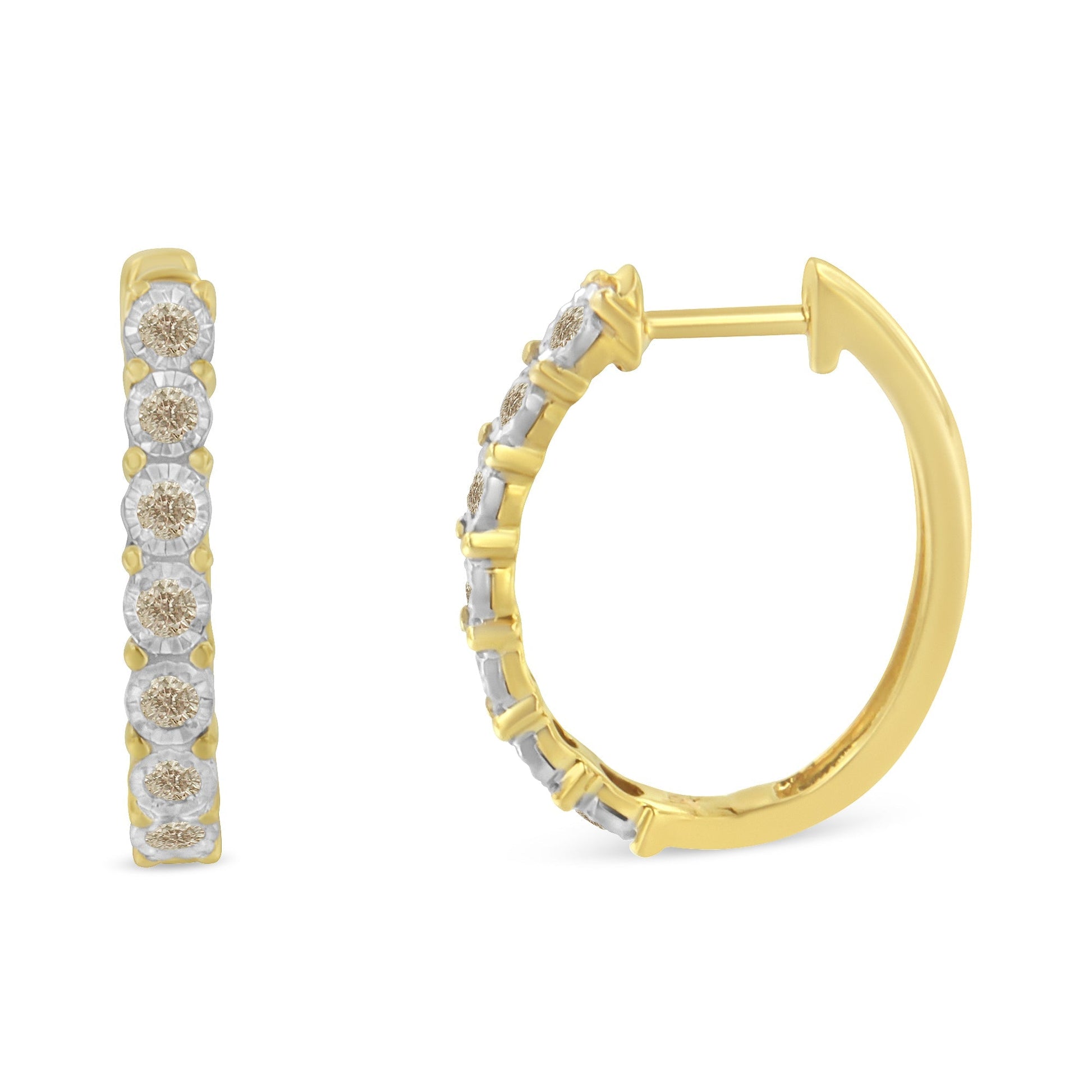 10KT Two-Toned Gold Diamond Hoop Earring (1/2 cttw, J-K Color, I2-I3 Clarity) Bids.com