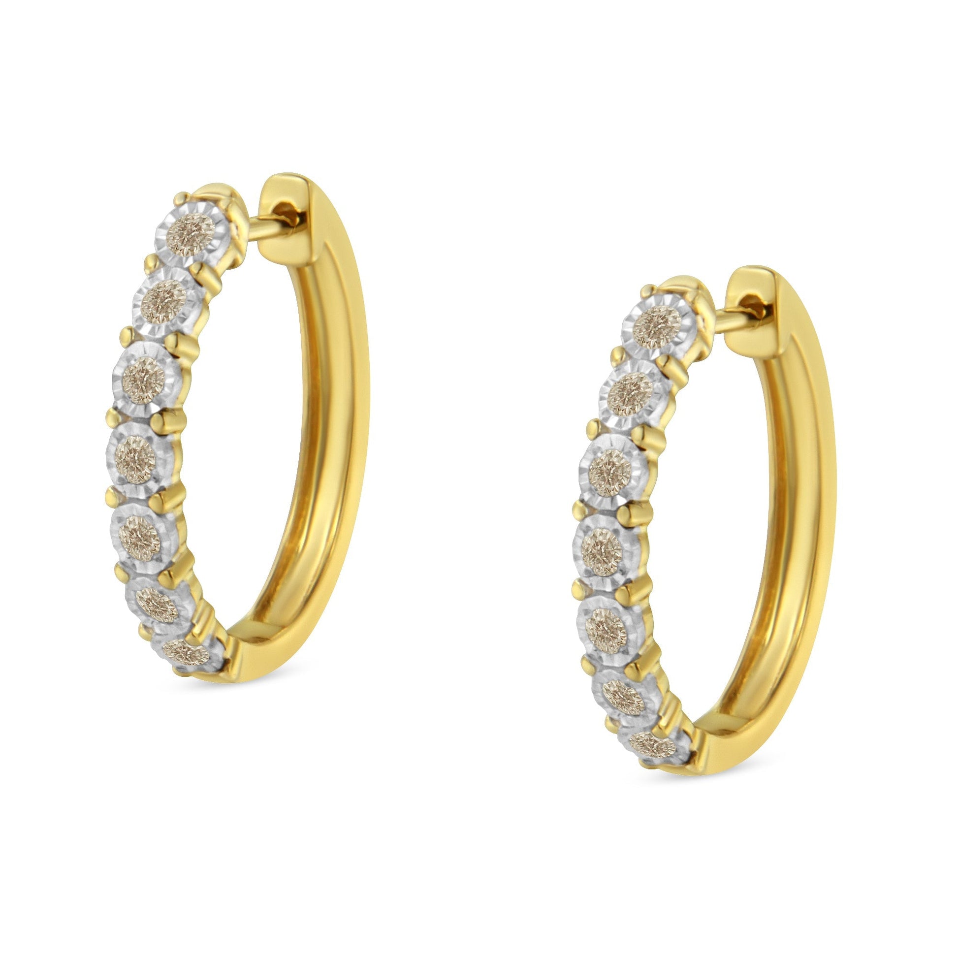 10KT Two-Toned Gold Diamond Hoop Earring (1/2 cttw, J-K Color, I2-I3 Clarity) Bids.com