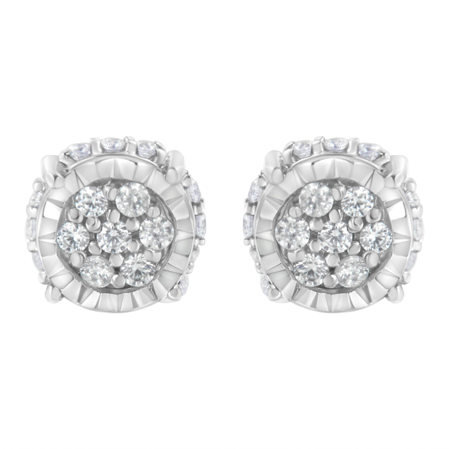 .925 Sterling Silver 1/3 cttw Round-cut Diamond Floral Stud Earring (I-J Clarity, I3 Color) Bids.com