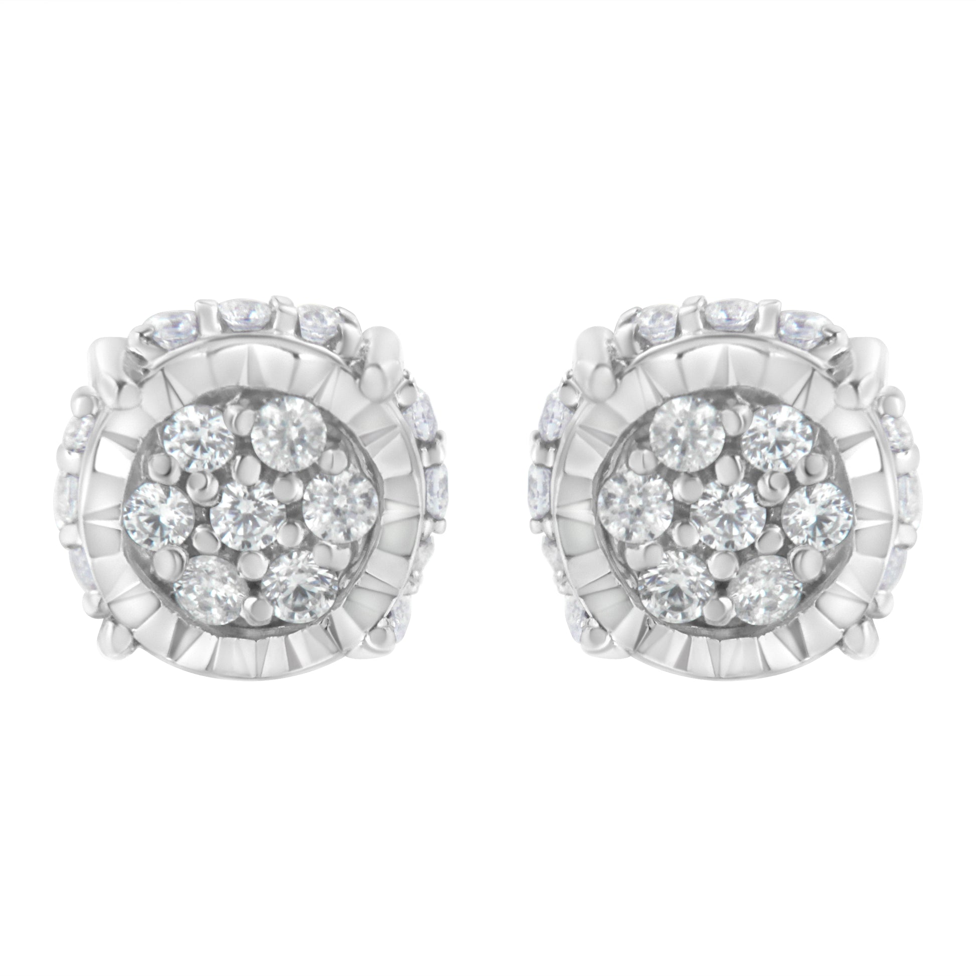 .925 Sterling Silver 1/3 cttw Round-cut Diamond Floral Stud Earring (I-J Clarity, I3 Color) Bids.com
