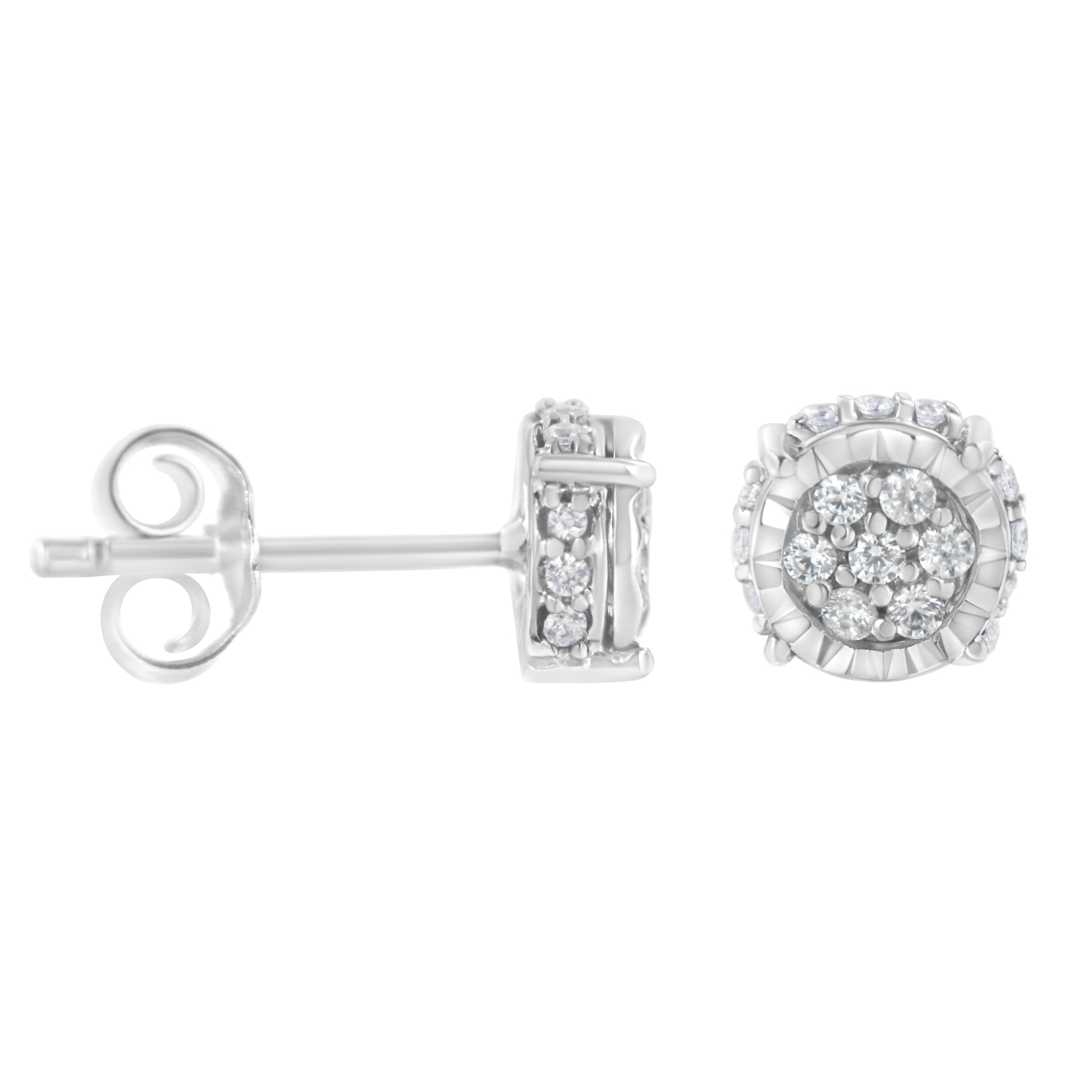 .925 Sterling Silver 1/3 cttw Round-cut Diamond Floral Stud Earring (I-J Clarity, I3 Color) Bids.com