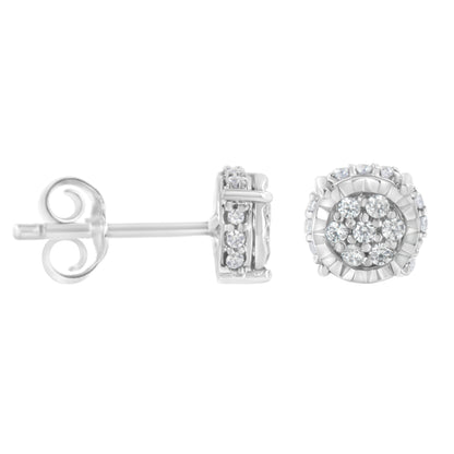 .925 Sterling Silver 1/3 cttw Round-cut Diamond Floral Stud Earring (I-J Clarity, I3 Color) Bids.com