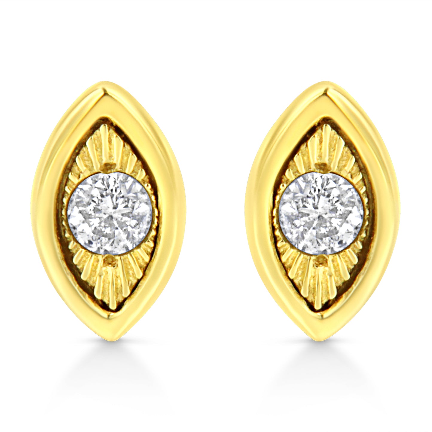 10K Yellow Gold Plated .925 Sterling Silver 1/10 Cttw Miracle-Set Diamond Circle Shape Stud Earrings (K-L Color, I2-I3 Clarity) Bids.com
