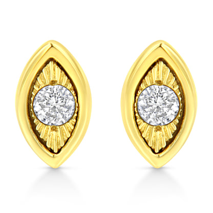 10K Yellow Gold Plated .925 Sterling Silver 1/10 Cttw Miracle-Set Diamond Circle Shape Stud Earrings (K-L Color, I2-I3 Clarity) Bids.com