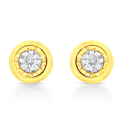 10K Yellow Gold Plated .925 Sterling Silver 1/10 Cttw Miracle-Set Diamond Circle Shape Stud Earrings (K-L Color, I2-I3 Clarity) Bids.com