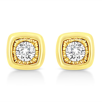 10K Yellow Gold Plated .925 Sterling Silver 1/10 Cttw Miracle-Set Diamond Circle Shape Stud Earrings (K-L Color, I2-I3 Clarity) Bids.com