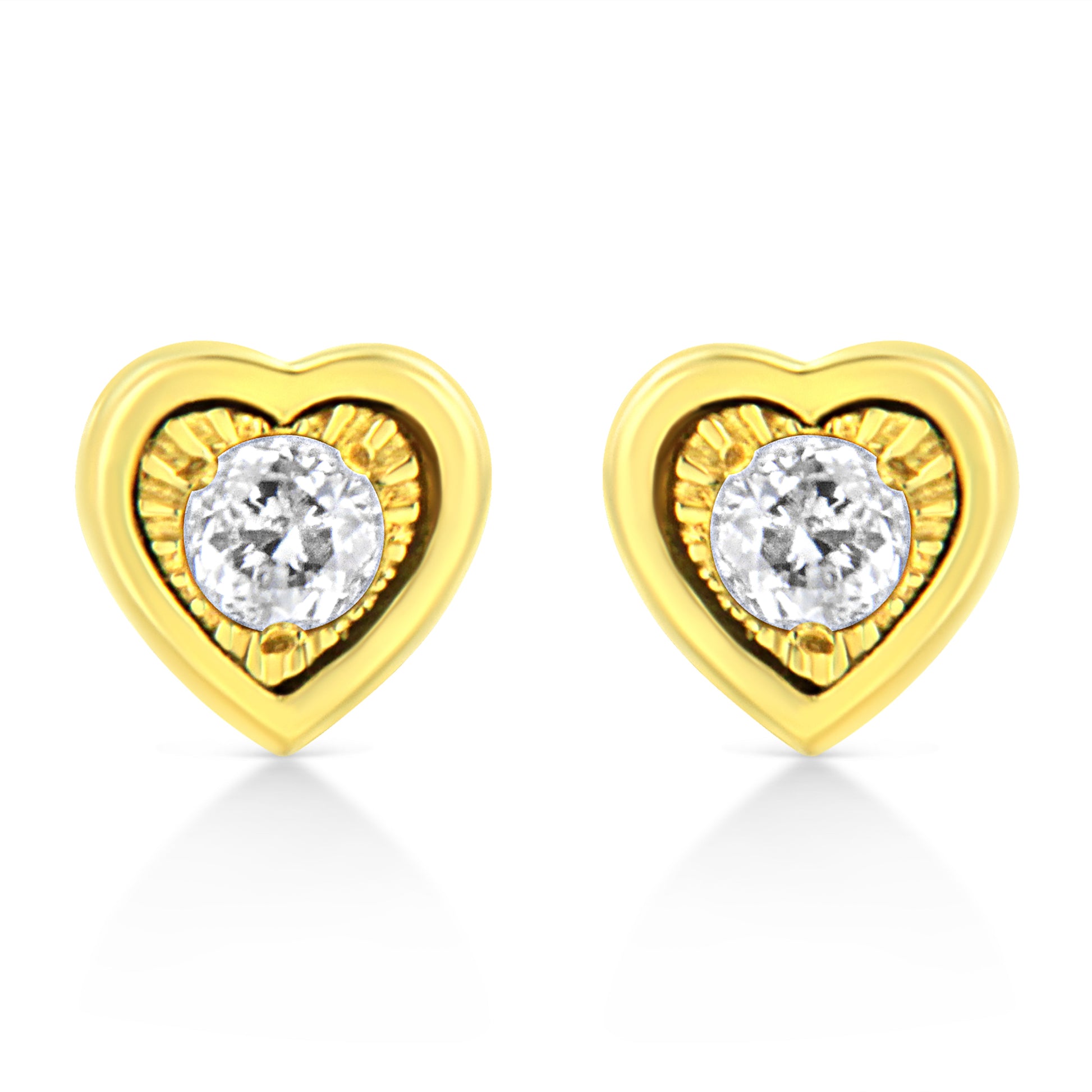 10K Yellow Gold Plated .925 Sterling Silver 1/10 Cttw Miracle-Set Diamond Circle Shape Stud Earrings (K-L Color, I2-I3 Clarity) Bids.com